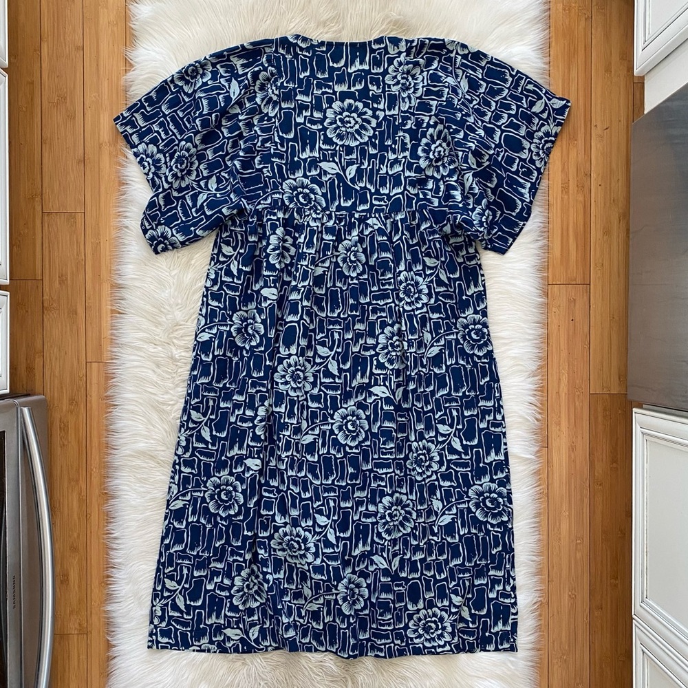 Ilana Kohn Brenda Maxi Dress Stone Flower Print Blue Front Abstract Oversized - Picture 6 of 9